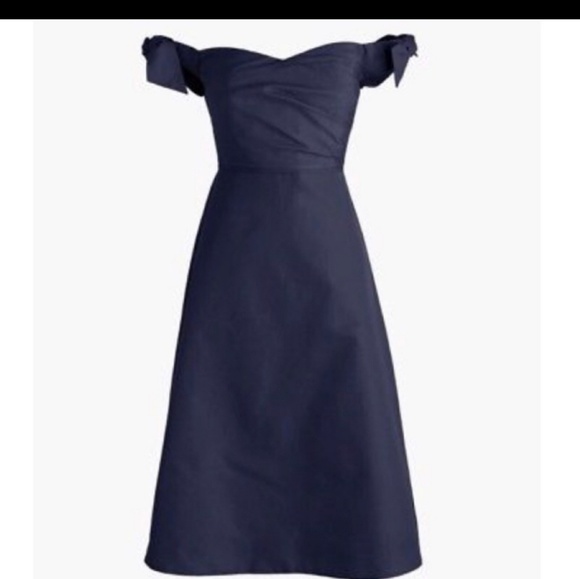 J.Crew Navy Off The Shoulder Cocktail Dress Size 16T - Picture 1 of 4
